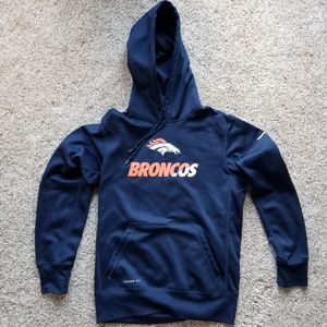 Thermal Fit Nike, NFL fleece Bronco hoody, Ladies S, Orange stripe on back